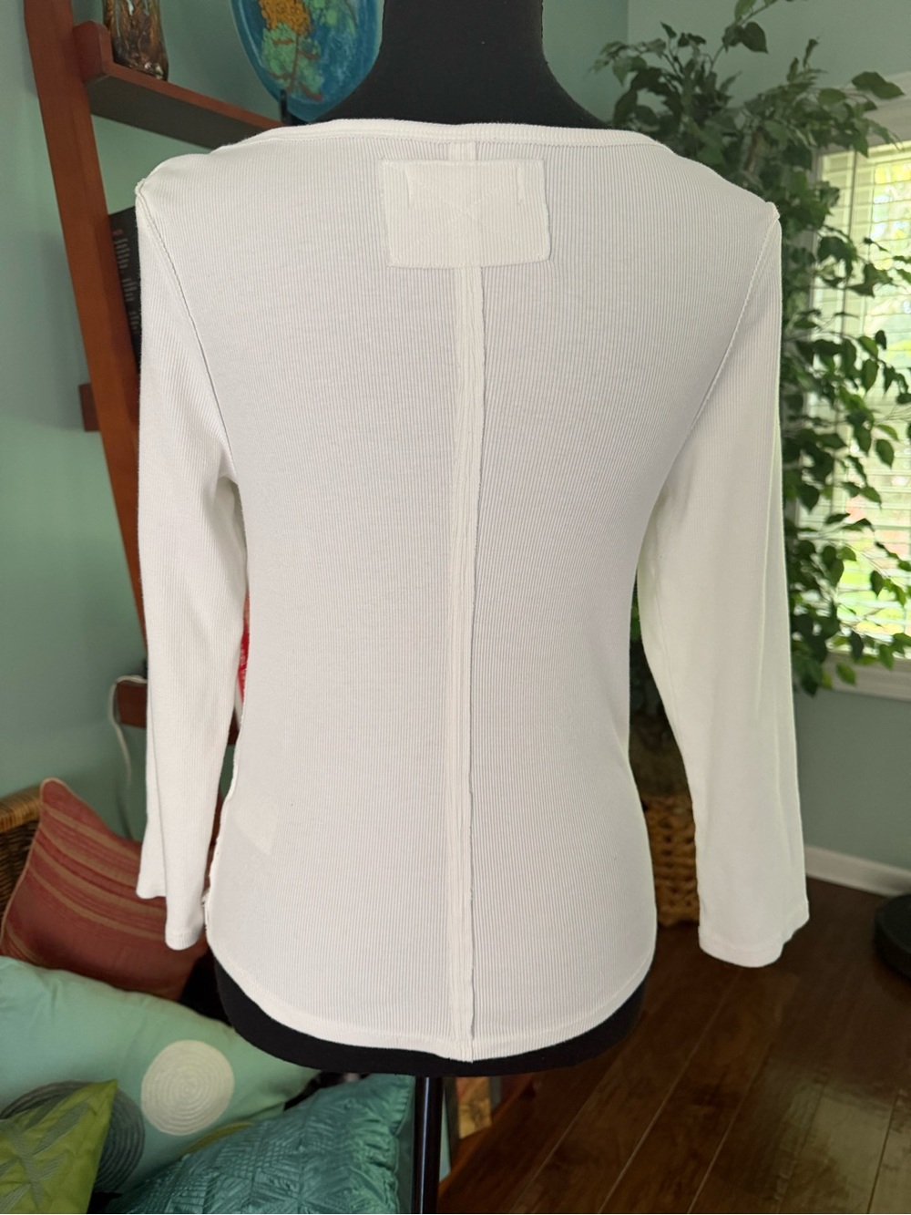 We The Free White Boatneck 3/4 Sleeve Ribbed Top - Picture 5 of 10